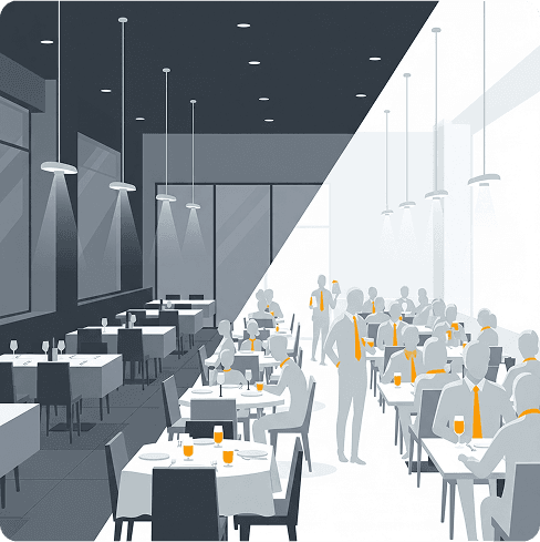 Restaurant owner using What's the Deal? dashboard to manage deals and attract customers